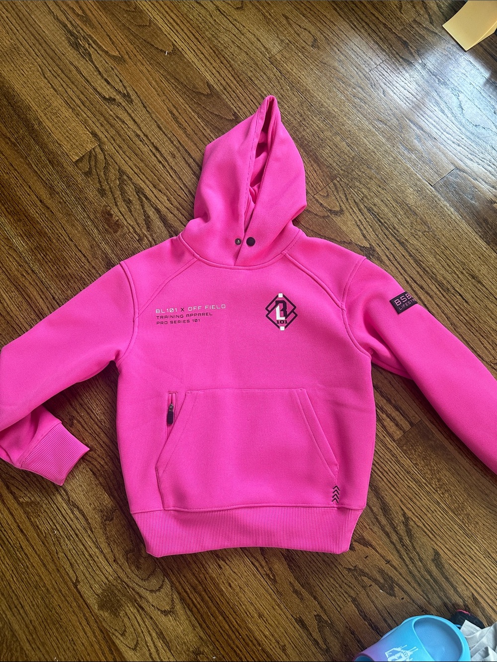 Baseball Lifestyle 101 neon pink waffle hoodie